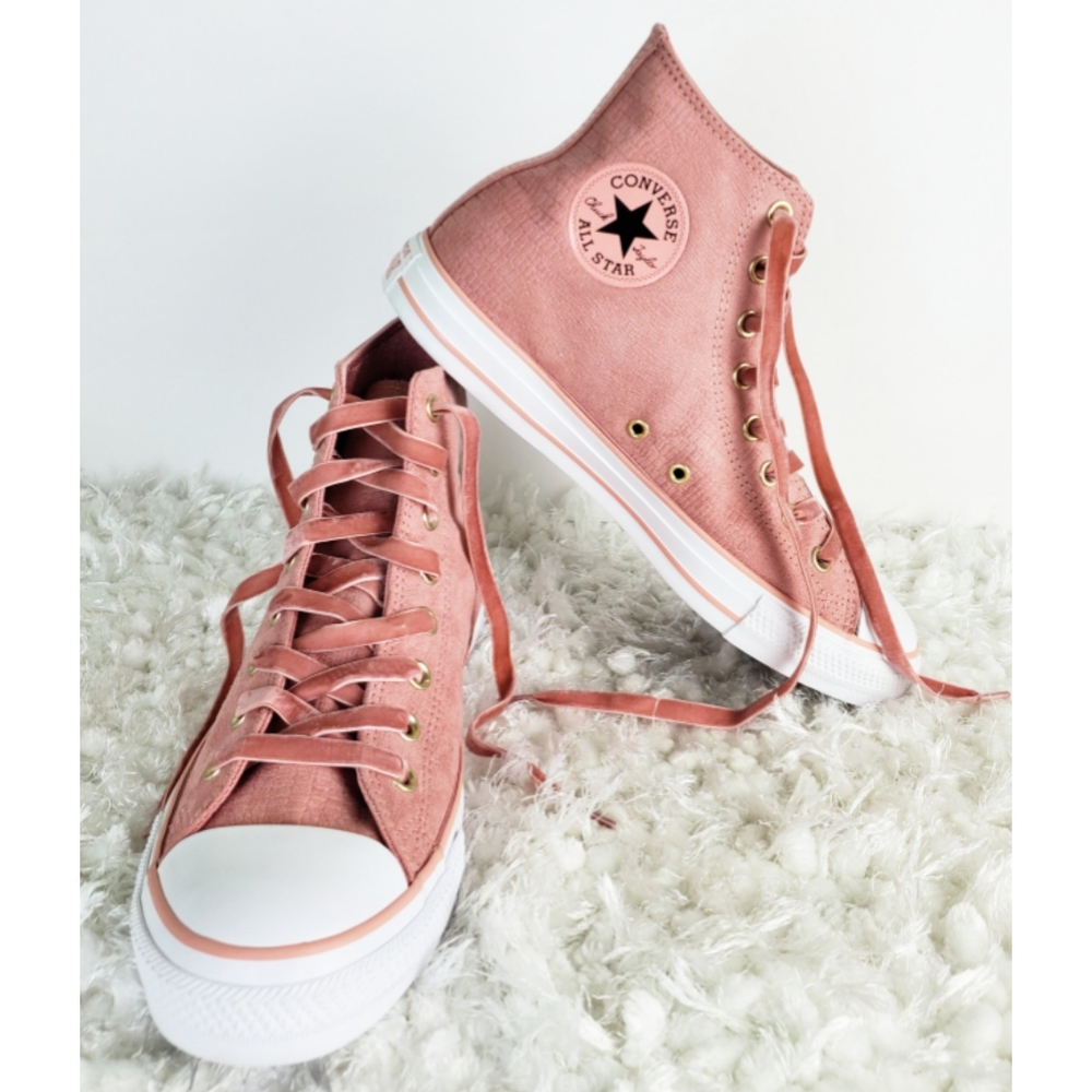 New converse high tops Leather velvet lace sneaker - Picture 3 of 8